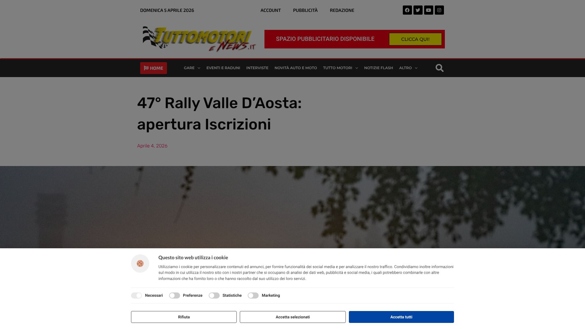47° Rally Valle D'Aosta: apertura Iscrizioni 